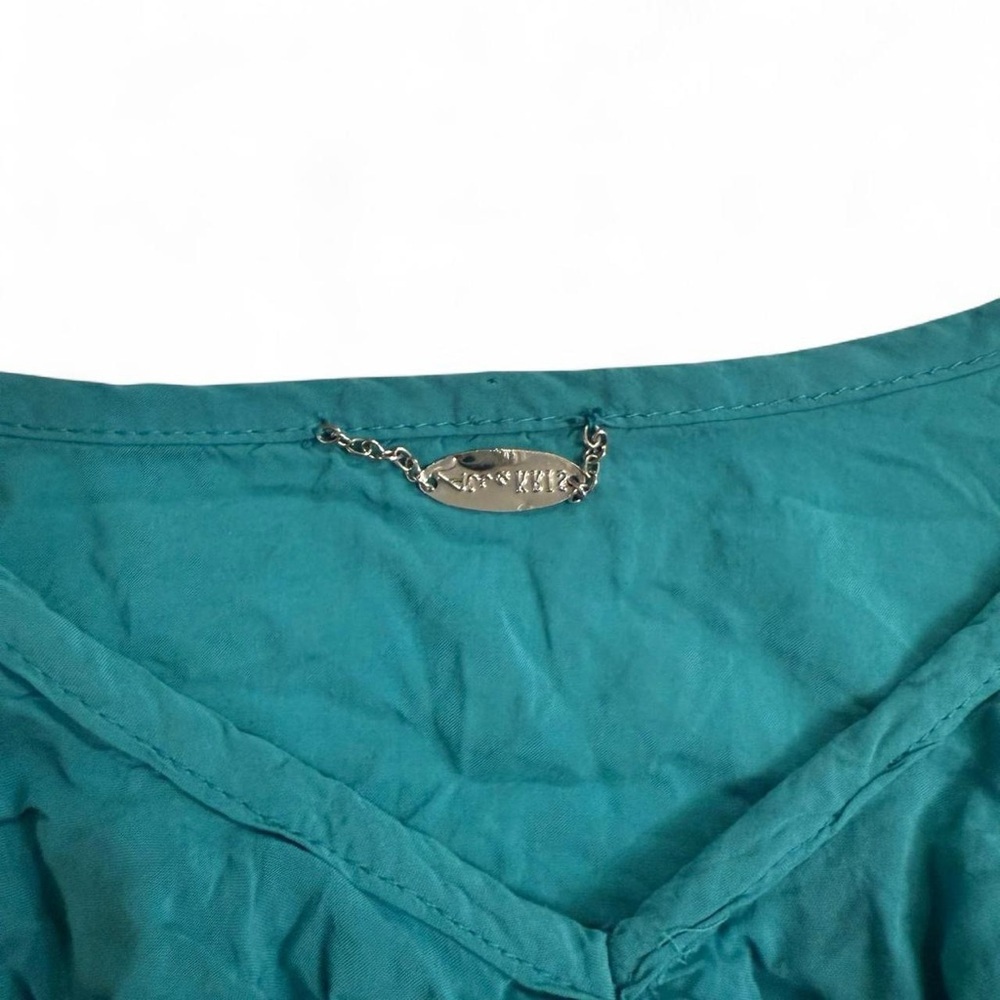 Ali & Kris Teal Ruffle Spaghetti Strap Tank - Picture 3 of 7